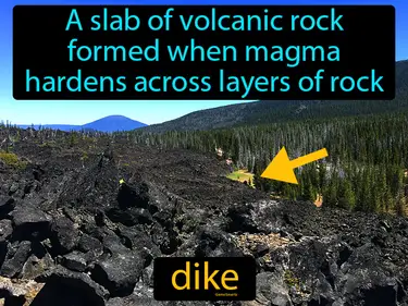 a slab of volcanic rock formed when magma hardens across layers of rock