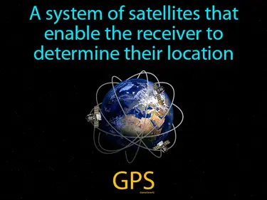 a system of satellites that enable the receiver to determine their location (global positioning system)