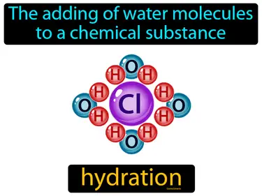 the adding of water molecules to a chemical substance