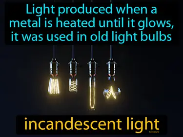 light produced when a metal is heated until it glows, it was used in old light bulbs