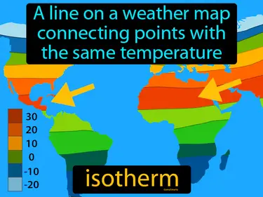 a line on a weather map connecting points with the same temperature