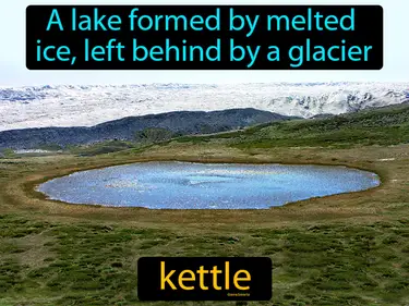 a lake formed by melted ice, left behind by a glacier