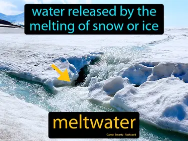 Water released by the melting of snow or ice