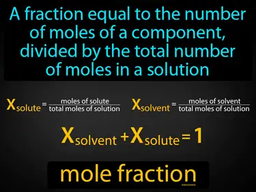 a fraction equal to the number of moles of a component, divided by the total number of moles in a solution