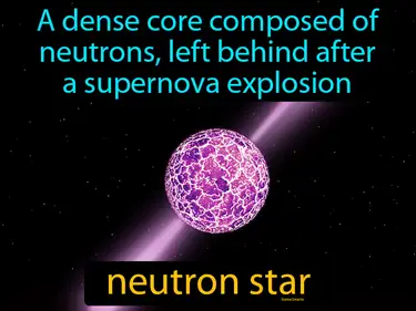 a dense core composed mainly of neutrons, left behind after a supernova explosion