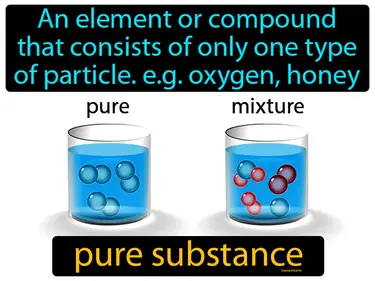 an element or compound that consists of only one type of particle. e.g. oxygen, honey