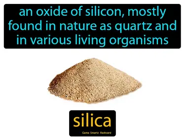 An oxide of silicon, mostly found in nature as quartz and in various living organisms