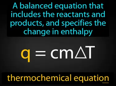 a balanced equation that includes the reactants and products, and specifies the change in enthalpy