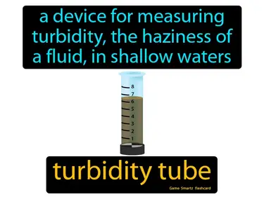 A device for measuring turbidity, the haziness of a fluid, in shallow waters