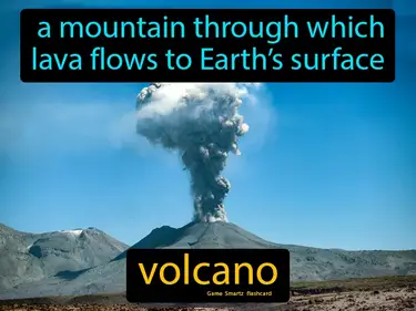 a mountain through which lava flows to Earth’s surface