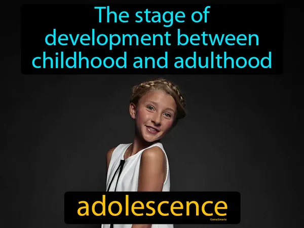 the stage of development between childhood and adulthood