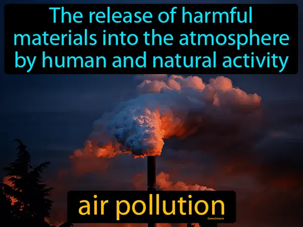 the release of harmful materials into the atmosphere by human and natural activity