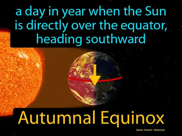 A day in year when the Sun is directly over the equator, heading southward