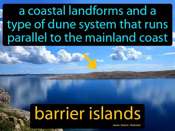 A coastal landforms and a type of dune system that runs parallel to the mainland coast
