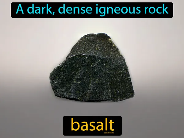 a dark, dense igneous rock
