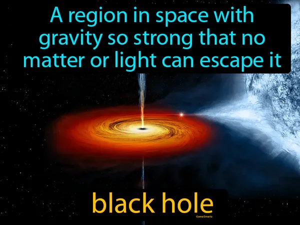 a region in space with gravity so strong that no matter or light can escape it
