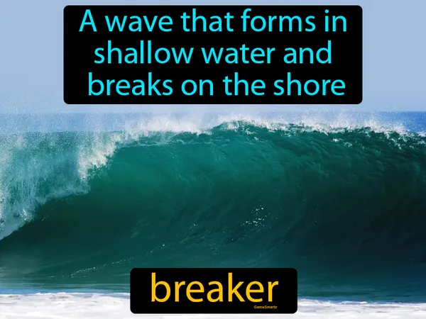 a wave that forms in shallow water and breaks on the shore