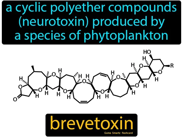 A cyclic polyether compounds (neurotoxin) produced by a species of phytoplankton