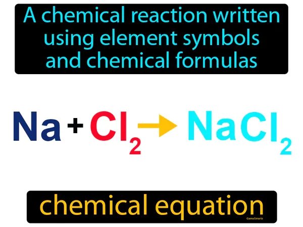 a chemical reaction written using element symbols and chemical formulas