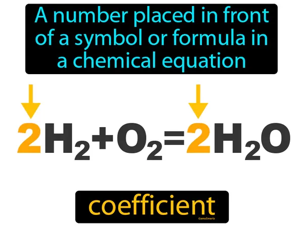 a number placed in front of a symbol or formula in a chemical equation