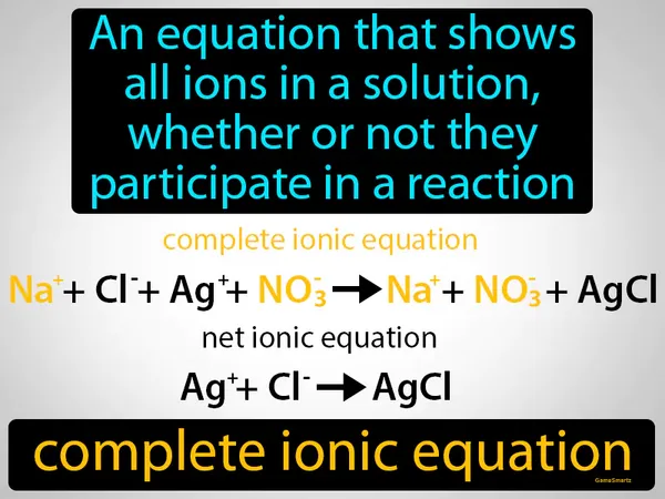 an equation that shows all ions in a solution, whether or not they participate in a reaction