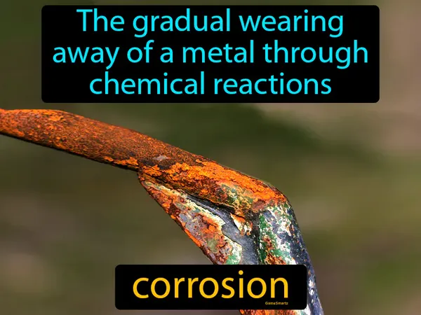 the gradual wearing away of a metal through chemical reactions