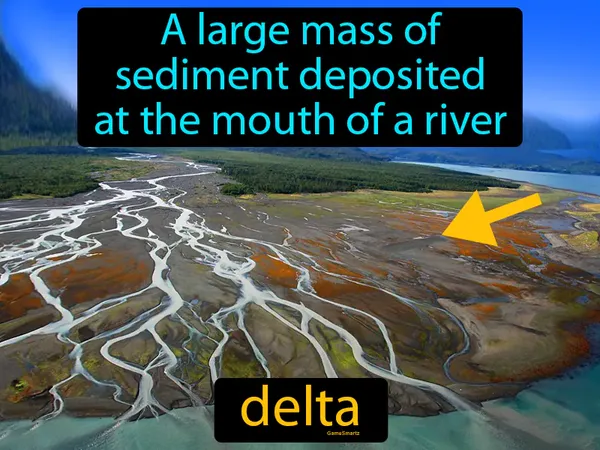 a large mass of sediment deposited at the mouth of a river