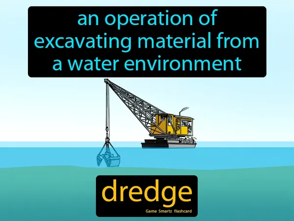 An operation of excavating material from a water environment