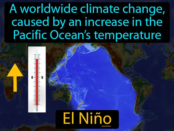 a worldwide climate change, caused by an increase in the Pacific Ocean’s temperature