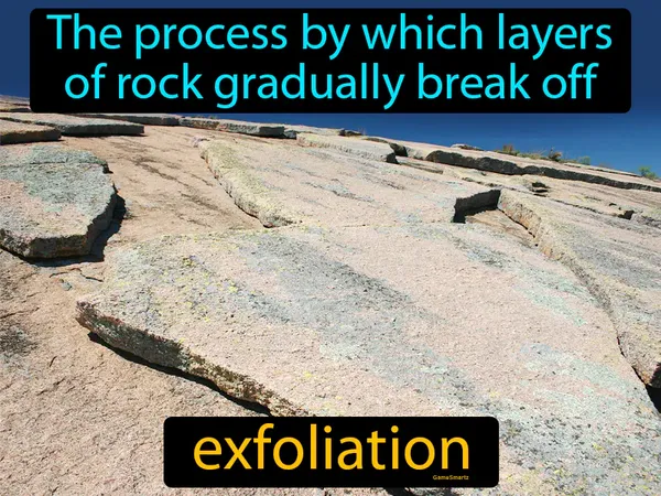 the process by which layers of rock gradually break off