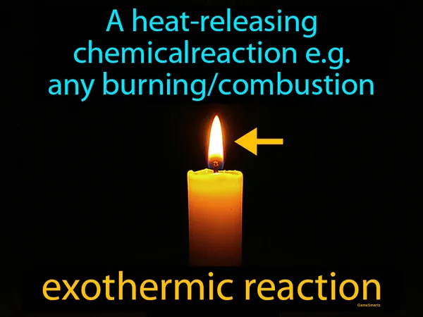 a heat-releasing chemical reaction, like burning or combustion
