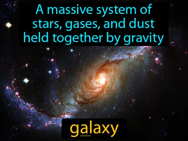 a massive system of stars, gases, and dust held together by gravity