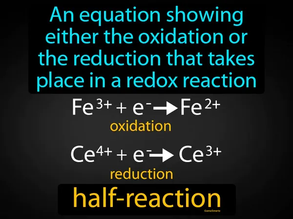 an equation showing either the oxidation or the reduction that takes place in a redox reaction