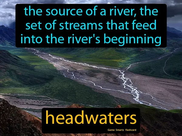 The source of a river, the set of streams that feed into the river's beginning