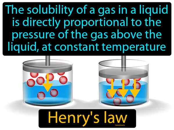 the solubility of a gas in a liquid is directly proportional to the pressure of the gas above the liquid, at constant temperature