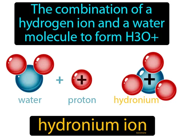 the combination of a hydrogen ion and a water molecule to form H3O+