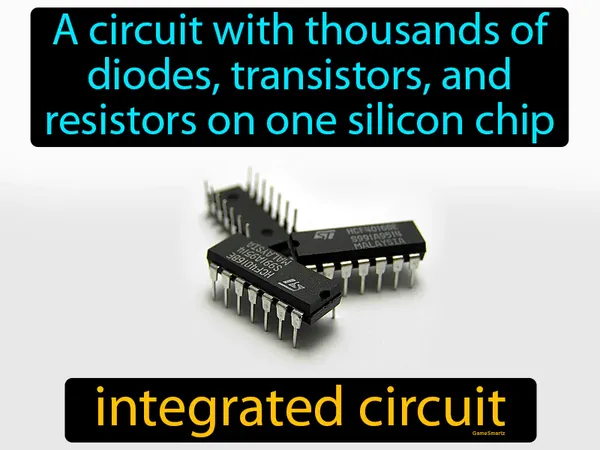 a circuit with thousands of diodes, transistors, and resistors on one silicon chip