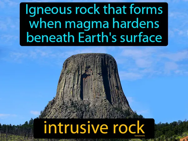 igneous rock that forms when magma hardens beneath Earth's surface