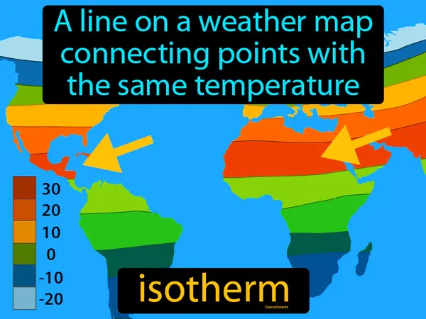 A line on a weather map connecting points with the same temperature