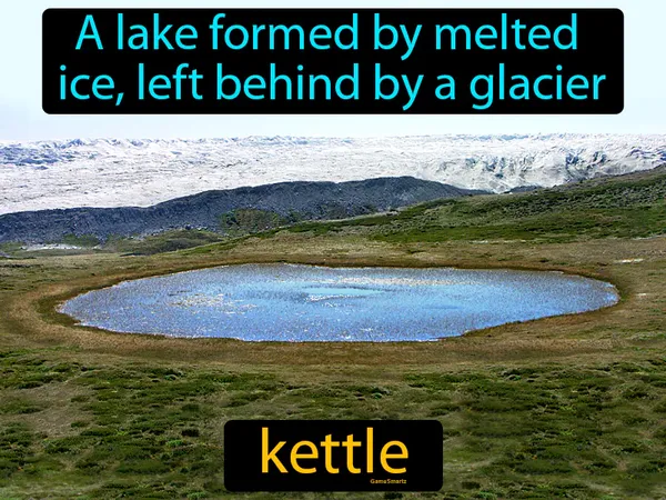 a lake formed by melted ice, left behind by a glacier