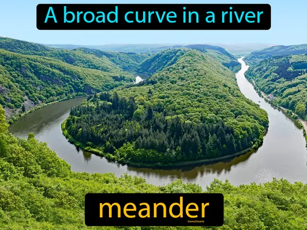 a broad curve in a river