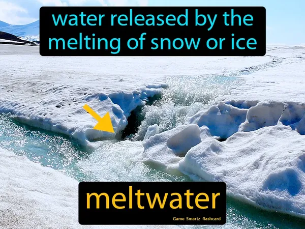 Water released by the melting of snow or ice