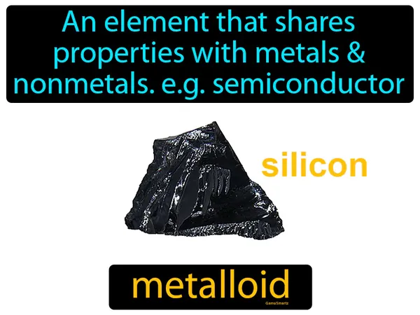 an element that shares properties with metals and nonmetals, like a semiconductor