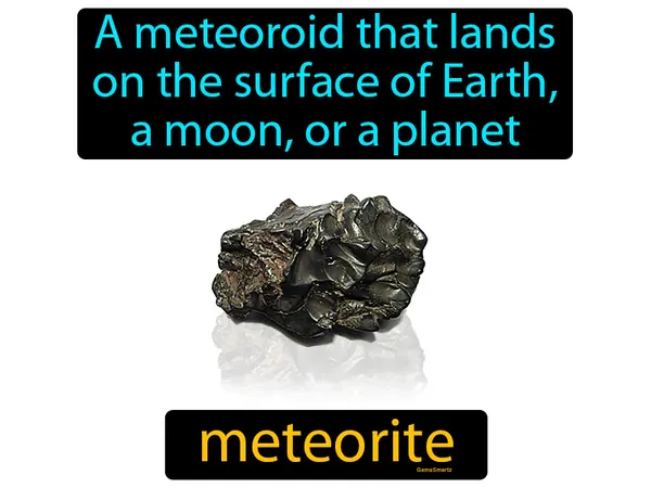 a meteoroid that lands on the surface of Earth, a moon, or a planet