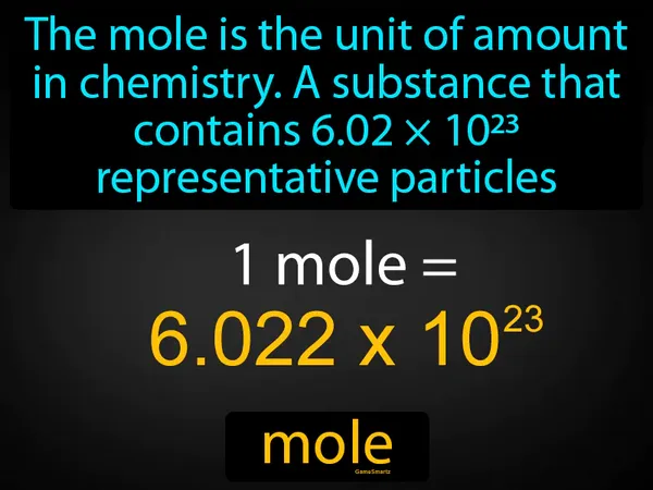 the mole is the unit of amount in chemistry. a substance that contains 6.02 × 1023 representative particles