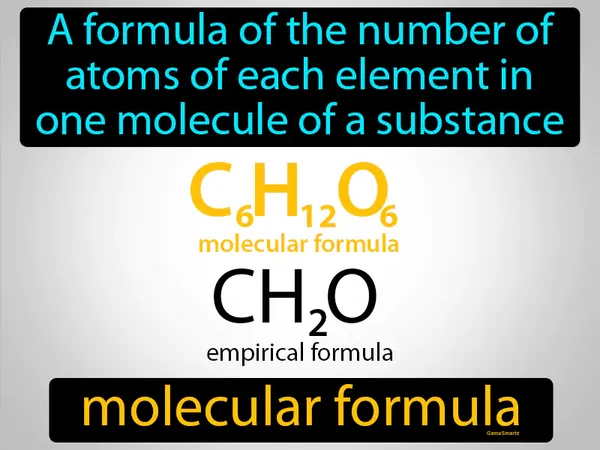 a formula of the number of atoms of each element in one molecule of a substance