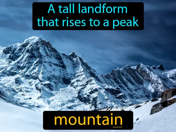 a tall landform that rises to a peak