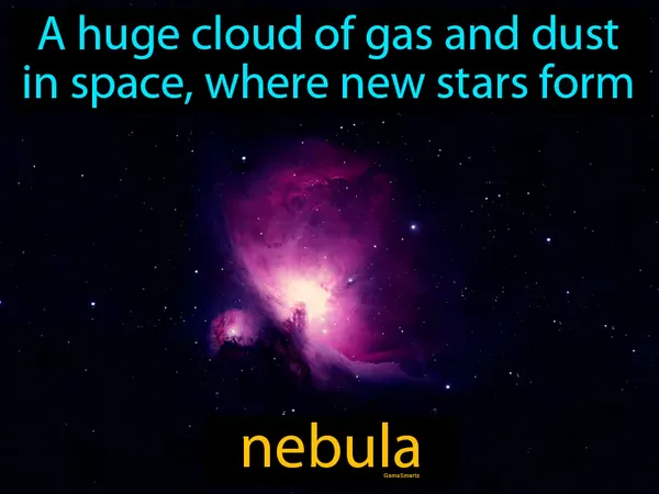 a huge cloud of gas and dust in space, where new stars form