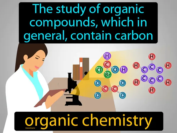 the study of organic compounds, which in general, contain carbon