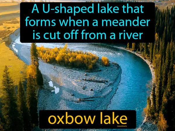 a U-shaped lake that forms when a meander is cut off from a river